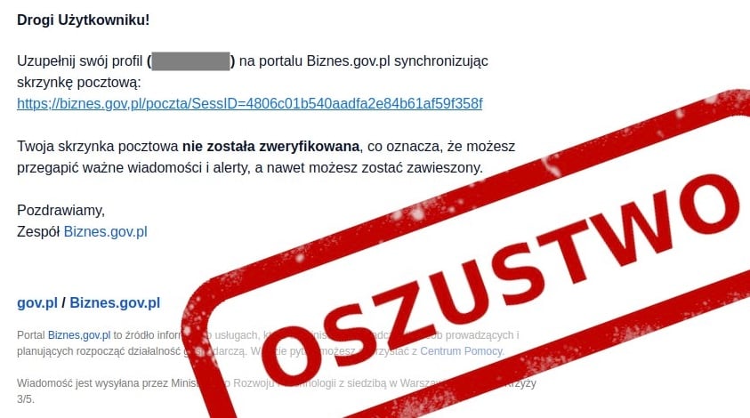 oszustwo na biznes.gov.pl