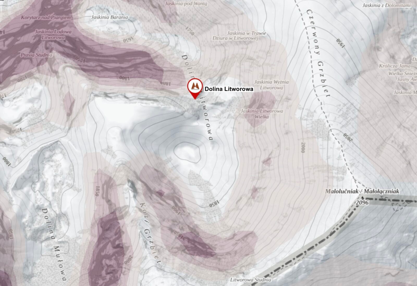 Litworowy Kocioł, mapa topograficzna