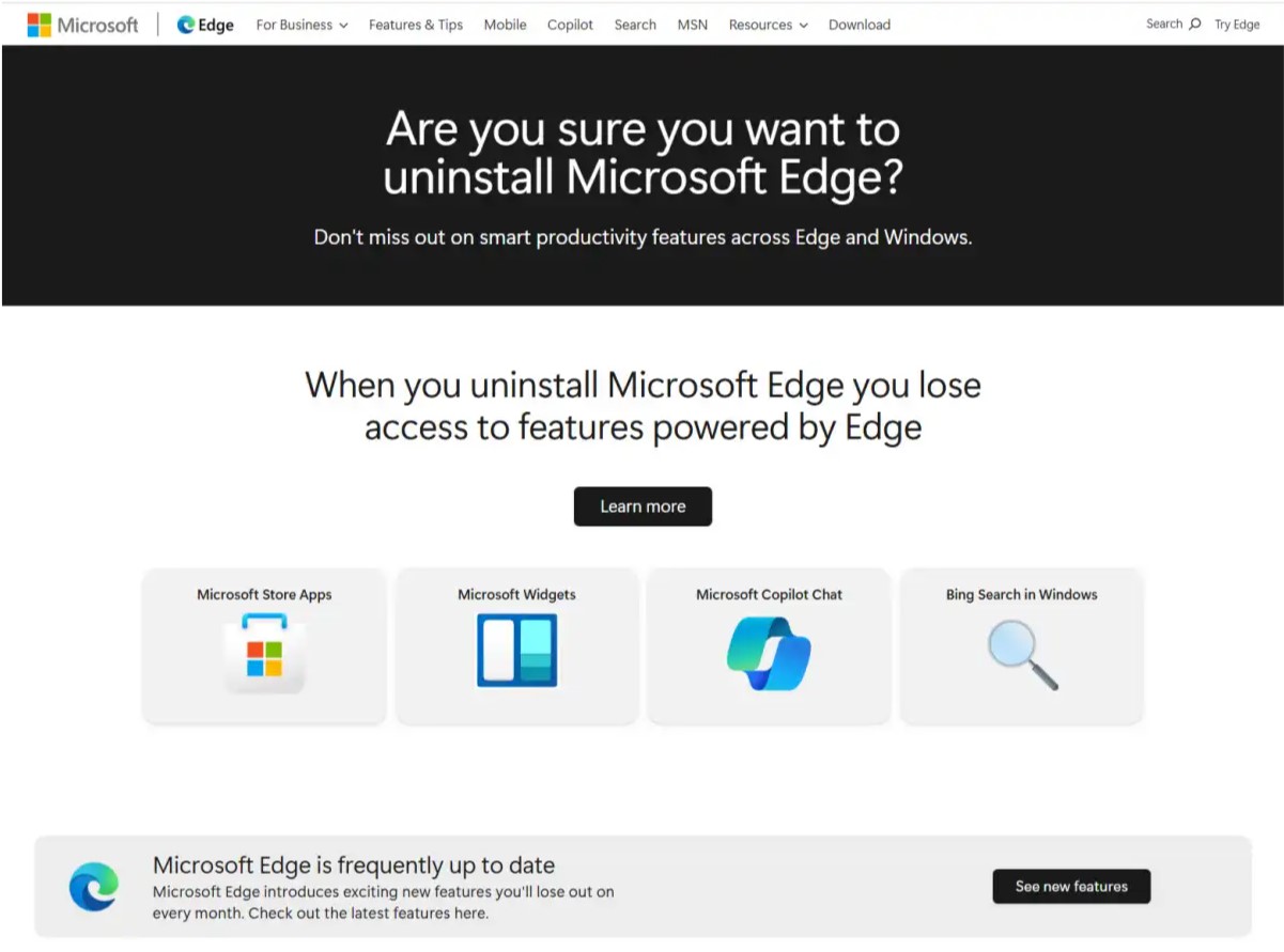 Microsoft chyba chce nas do siebie zniechęcić. Tym razem udaje pomoc w odinstalowaniu Edge 